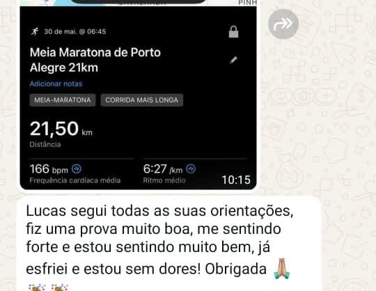 Print de depoimento de aluno da assessoria no WhatsApp