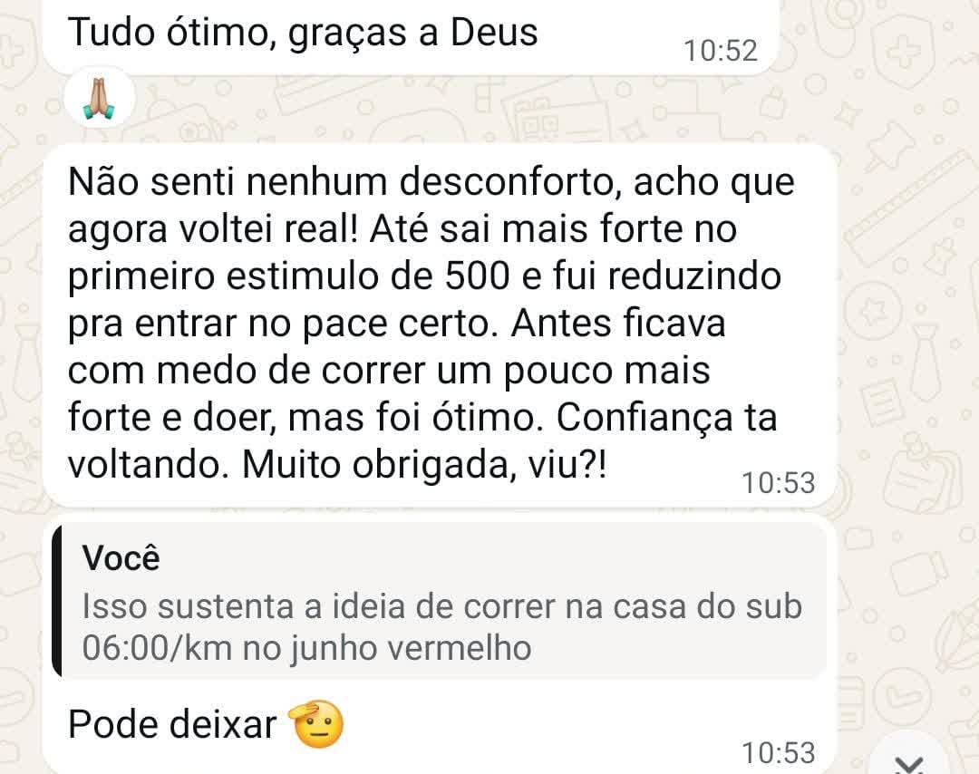Print de depoimento de aluno da assessoria no WhatsApp