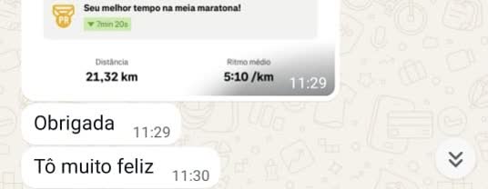Print de depoimento de aluno da assessoria no WhatsApp
