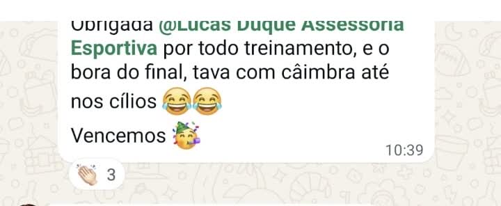 Print de depoimento de aluno da assessoria no WhatsApp