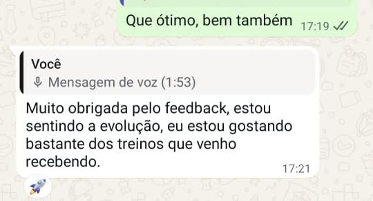 Print de depoimento de aluno da assessoria no WhatsApp