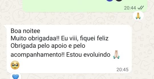 Print de depoimento de aluno da assessoria no WhatsApp