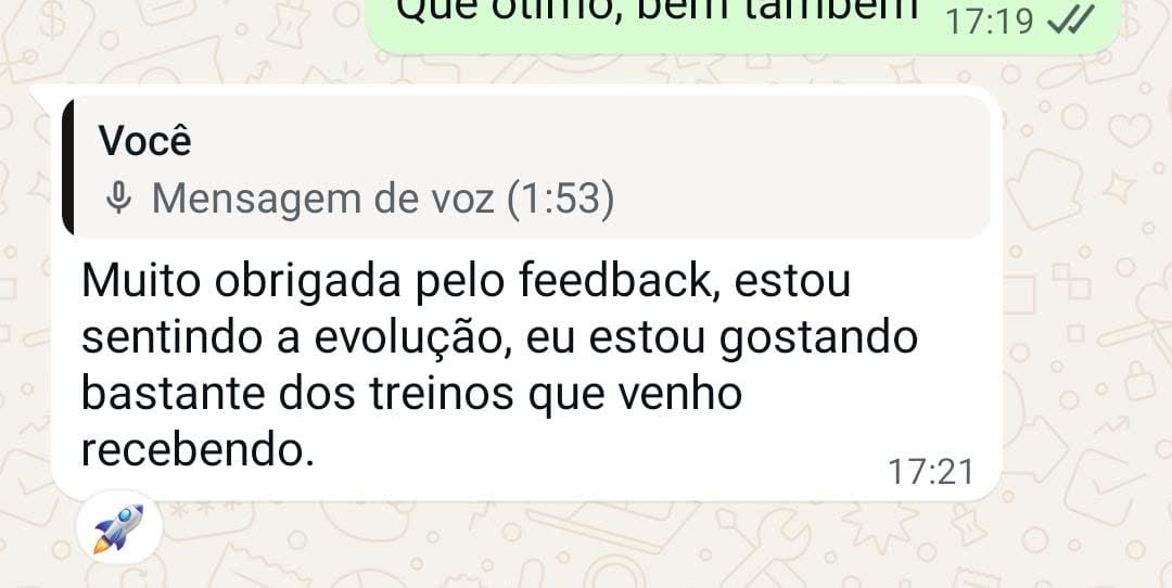 Print de depoimento de aluno da assessoria no WhatsApp